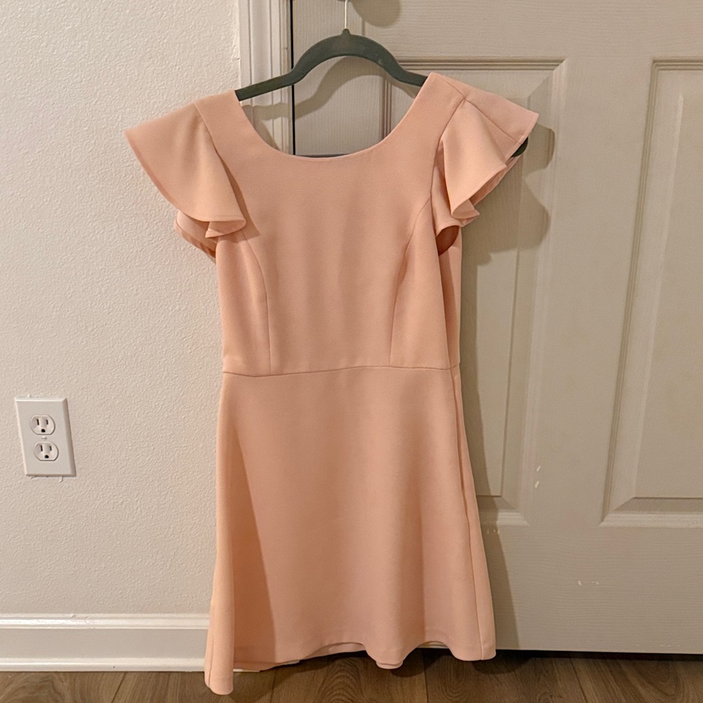 BCBGeneration Soft Pink Dress with Flutter Sleeves